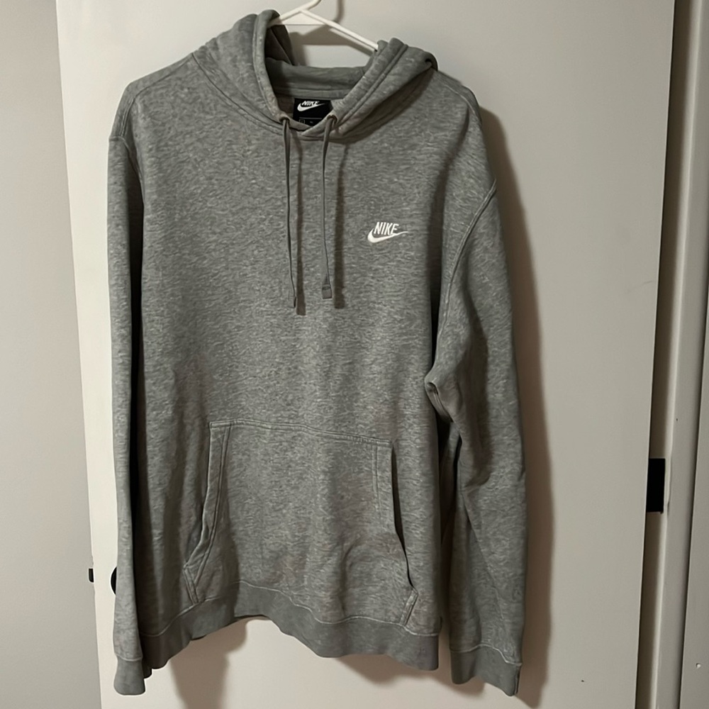 Mens Light  Gray Nike Hooded Sweatshirt Size XL